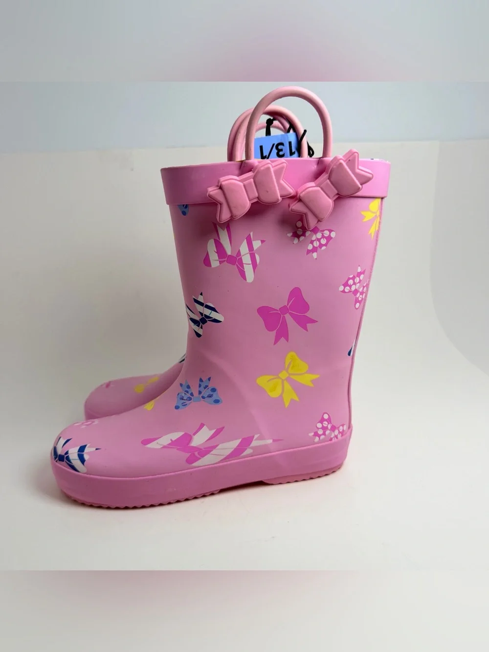 Girls Pink Butterfly Rain Boots with Decorative Bows